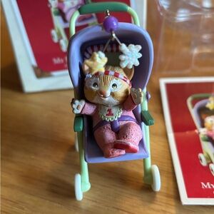 Hallmark 2003 My First Christmas Girl Childs Age Collection Cat 1st Ornament